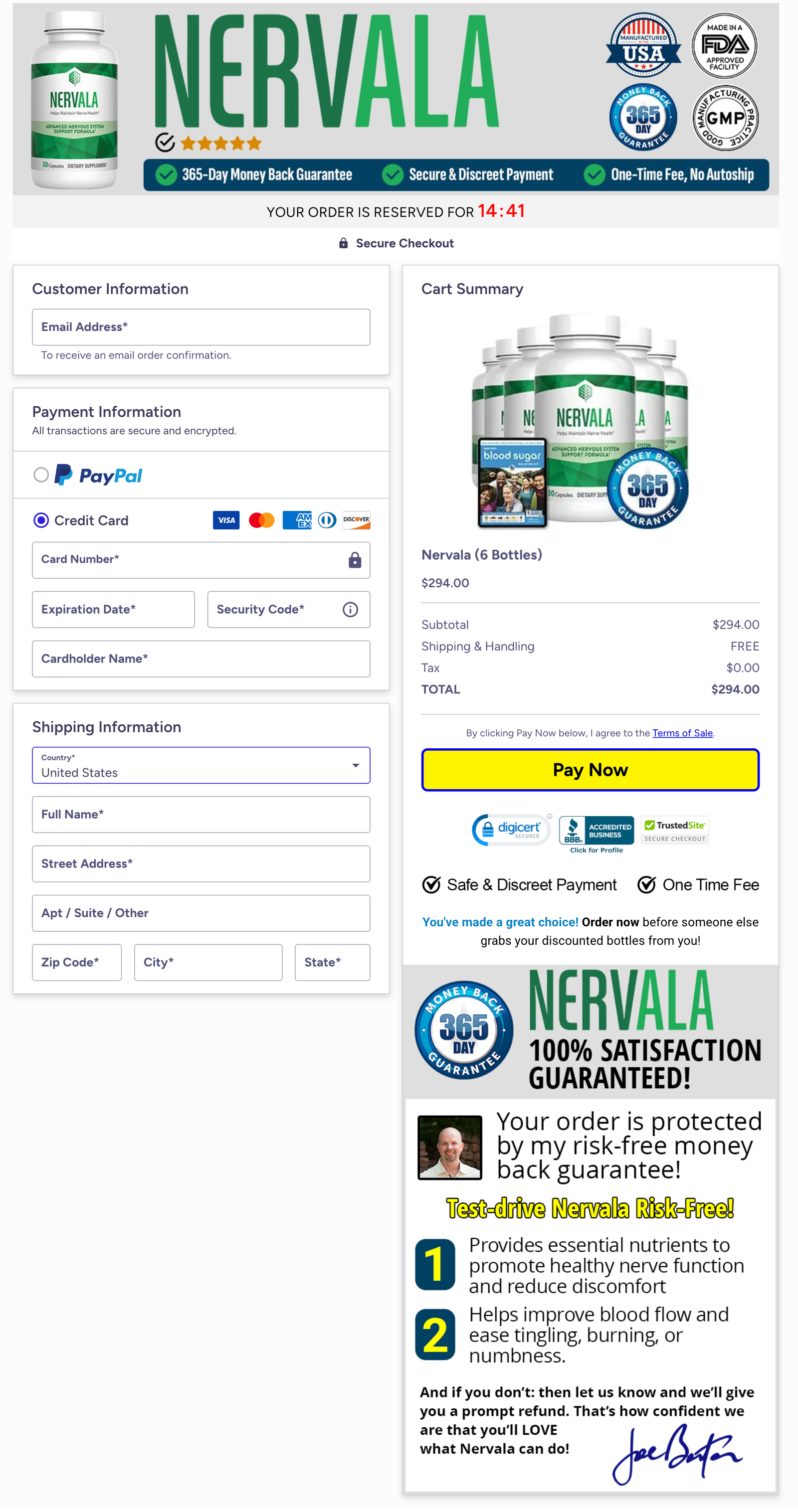 Nervala Official Website Secure Order Page